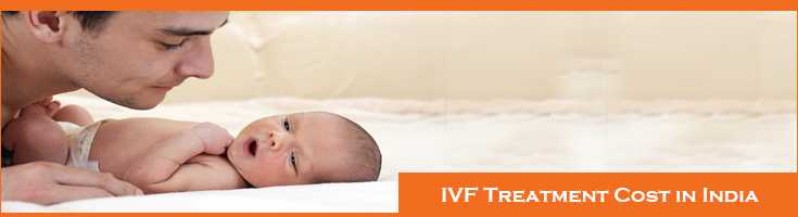 IVF treatment cost in India banner with a parent and newborn